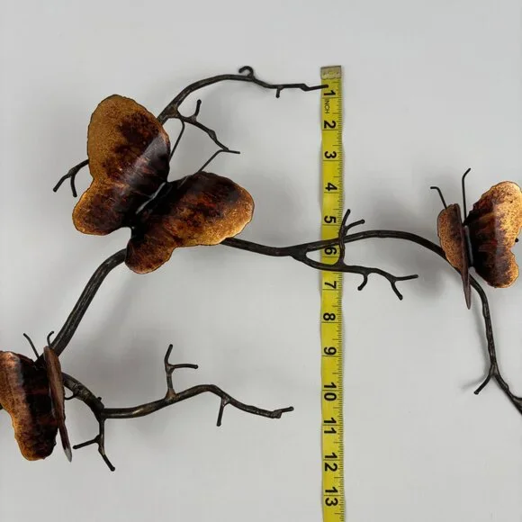 Bovano Enamel on Copper Butterflies on Branch Metal Wall Art Mid Century